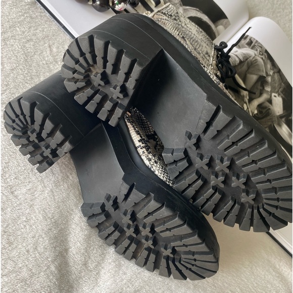 EGO Maura snakeskin chunky sole lace-up biker boots - Picture 9 of 12